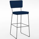 Ver imagem 3 de Kit 05 Banquetas para Cozinha Sala de Jantar Base em Aço Allana L02 Suede Azul Marinho - Lyam Decor