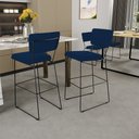 Ver imagem 2 de Kit 05 Banquetas para Cozinha Sala de Jantar Base em Aço Allana L02 Suede Azul Marinho - Lyam Decor