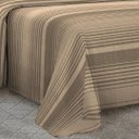 Ver imagem 5 de Kit Cobre Leito Queen Com Fronhas 3 Peças Tecido Piquet Algodão Listrado Bege e Tabaco