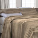 Ver imagem 2 de Kit Cobre Leito Queen Com Fronhas 3 Peças Tecido Piquet Algodão Listrado Bege e Tabaco