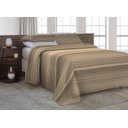 Ver imagem 1 de Kit Cobre Leito Queen Com Fronhas 3 Peças Tecido Piquet Algodão Listrado Bege e Tabaco