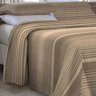 Kit Cobre Leito Queen Com Fronhas 3 Peças Tecido Piquet Algodão Listrado Bege e Tabaco - 4