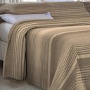 Ver imagem 4 de Kit Cobre Leito Queen Com Fronhas 3 Peças Tecido Piquet Algodão Listrado Bege e Tabaco