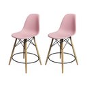 Ver imagem 1 de Kit 2 Banquetas Eames Eiffel de Madeira Assento Rosa Claro