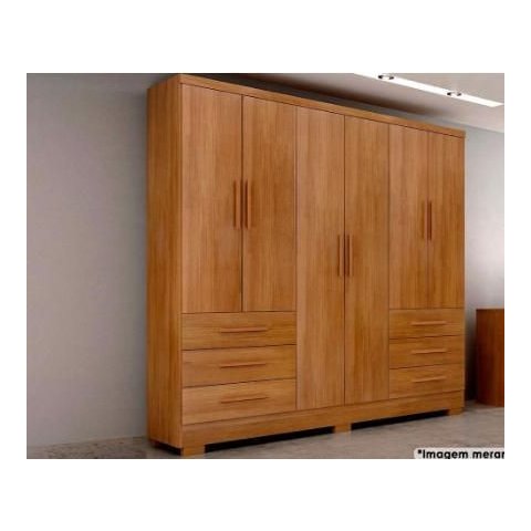 Guarda Roupa Casal 6 Portas 6 Gavetas com Pés 180cm Encant Cumaru - Novo Horizonte