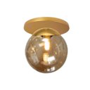Ver imagem 1 de Plafon Moderno Dourado Globo de Vidro Sala Corredor Lavabo Arevo Iluminação Vidro Fumê