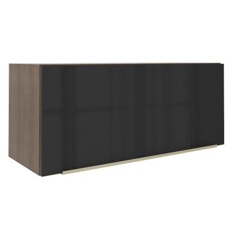 Armário Aéreo Madesa Lux 80 cm 1P Suspensa Rustic e Preto