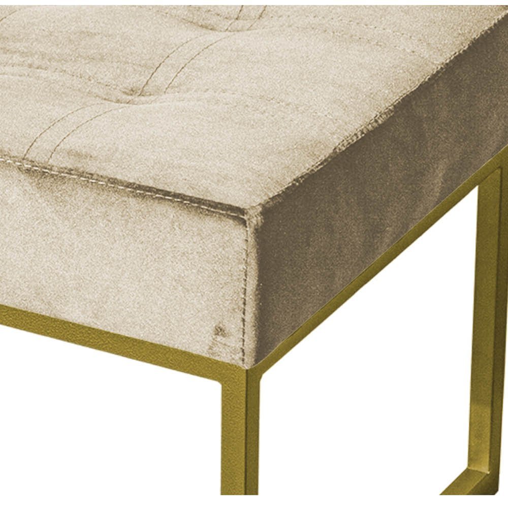 Puff Decorativo Karina Base Gold Veludo Bege - Montanaris Decor - 3