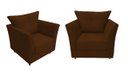 Ver imagem 1 de Kit 2 Poltronas Decorativa Isis Suede Marrom Pés Madeira Ms Decor