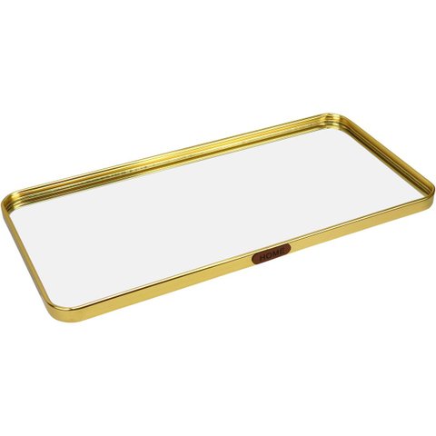 Bandeja Decorativa de Metal Dourado 1x40x20cm Servir Mesa Organizar Café