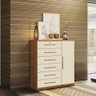 Cômoda 100% Mdf Flórida 6 Gavetas 1 Porta Tigus Baby - Amadeirado/off White - 2