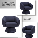 Ver imagem 6 de Poltrona Giratória Orgânica Maya Tecido Linho Courino Design Redondo Sala Quarto Suporta 150kg:linho