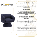 Ver imagem 7 de Poltrona Giratória Orgânica Maya Tecido Linho Courino Design Redondo Sala Quarto Suporta 150kg:linho