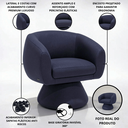 Ver imagem 5 de Poltrona Giratória Orgânica Maya Tecido Linho Courino Design Redondo Sala Quarto Suporta 150kg:linho