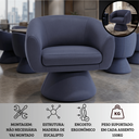 Ver imagem 4 de Poltrona Giratória Orgânica Maya Tecido Linho Courino Design Redondo Sala Quarto Suporta 150kg:linho