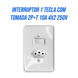 Conjunto Interruptor 1 Tecla Paralela + Tomada 10a C/ Placa 4x2 Stylus - Ilumi - 4