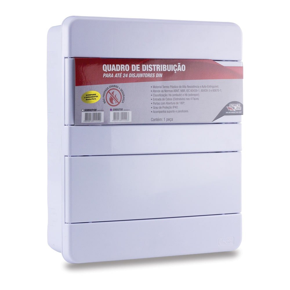 Quadro Distribuição 24 Disjuntor Din Embutir com Barramentos - 3