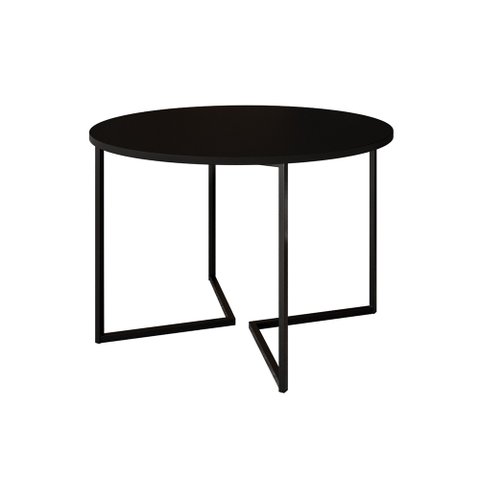 Mesa Jantar Industrial Redonda Preta Base V Ferro Preto Tampo 110cm