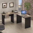Ver imagem 1 de Mesa para Escritório em L com com Chave Web15 180cm Espresso Móveis Calvi E Preto