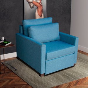 Poltrona Cama Meca_MM que se Transforma em Sofá Cama Solteiro Resistente e Confortável em Linho