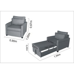 Poltrona Cama Meca_MM que se Transforma em Sofá Cama Solteiro Resistente e Confortável em Linho - 4