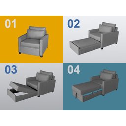 Poltrona Cama Meca_MM que se Transforma em Sofá Cama Solteiro Resistente e Confortável em Linho - 3