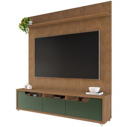 Painel Frisado 220x220 cm Rack 3 Gav 65 Pol Cedro Verde Oliva DCASA - 1