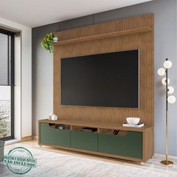Painel Frisado 220x220 cm Rack 3 Gav 65 Pol Cedro Verde Oliva DCASA - 7