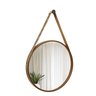 Espelho Decorativo Adnet Marrom Alça Corino Rajado 50 cm Redondo Marrom/Rajado, 50 cm - 2