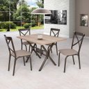 Ver imagem 1 de Conjunto de Mesa 4 Cadeiras Karina Bege/Bronze/Linho