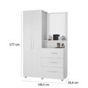 Ver imagem 3 de Guarda Roupa Solteiro com Espelho 2 Portas e 3 Gavetas Ônix Móveis Primus