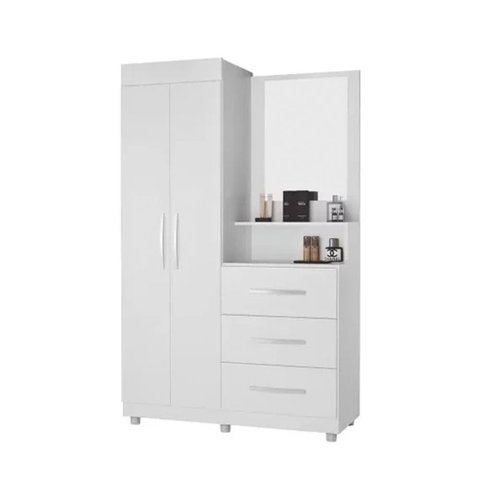 Guarda Roupa Solteiro com Espelho 2 Portas e 3 Gavetas Ônix Móveis Primus