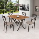 Ver imagem 1 de Conjunto de Mesa 4 Cadeiras Karina Bege/Bronze/Linho