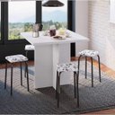 Ver imagem 1 de Conjunto Mesa e 4 Bancos Estofados Verona Branco/Preto