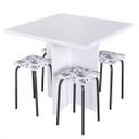 Ver imagem 2 de Conjunto Mesa e 4 Bancos Estofados Verona Branco/Preto