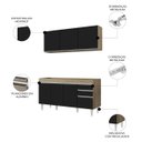 Ver imagem 3 de Armário Aéreo Argélia e Balcão Gabinete 150cm Marrocos Castanho/preto - Lumil