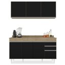 Ver imagem 6 de Armário Aéreo Argélia e Balcão Gabinete 150cm Marrocos Castanho/preto - Lumil