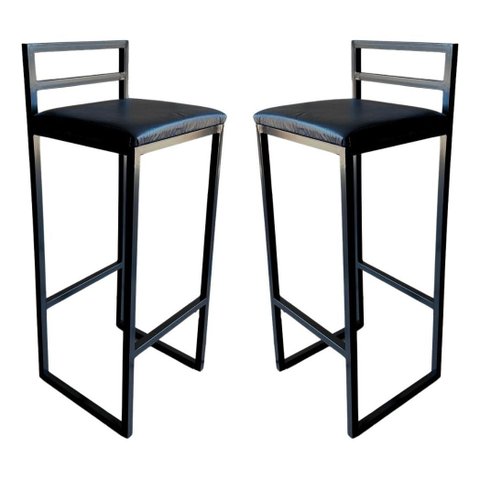 Kit 2 Banqueta Alta Industrial Moderna P/ Balcão Bistro Cozinha Preto
