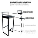 Ver imagem 4 de Kit 2 Banqueta Alta Industrial Moderna P/ Balcão Bistro Cozinha Preto