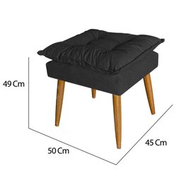 Kit 02 Puff Puf Banqueta Opala Para Quarto Sala Recepção Suede Preto - Ninho Decor - 4