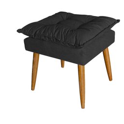 Kit 02 Puff Puf Banqueta Opala Para Quarto Sala Recepção Suede Preto - Ninho Decor - 3