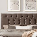 Ver imagem 3 de Cabeceira Painel Estofada Arezzo Suede Marrom Casal 1,40m para Cama Box - Arkell