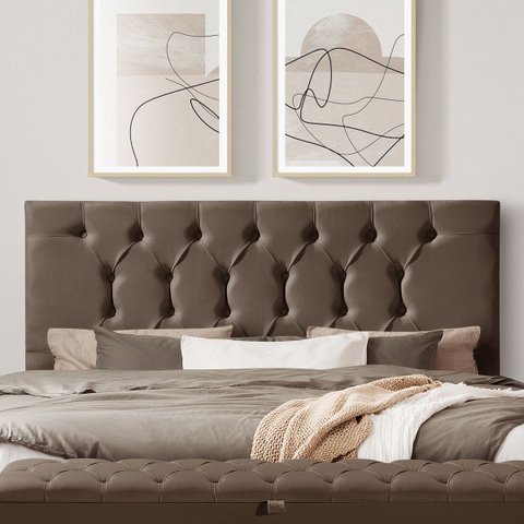 Cabeceira Painel Estofada Arezzo Suede Marrom Casal 1,40m para Cama Box - Arkell