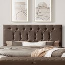 Ver imagem 1 de Cabeceira Painel Estofada Arezzo Suede Marrom Casal 1,40m para Cama Box - Arkell