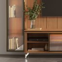 Ver imagem 4 de Estante para TV Home Theater 85" 100% MDF 291cm 2 Cristaleiras Vidro Reflecta LED Interno Canella