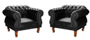Ver imagem 1 de Kit 2 Poltronas Chesterfield Elisabeth Capitonê SALA/RECEPÇÃO/BARBEARIA Suede Preto