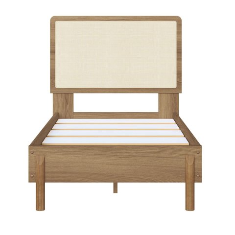 Cama de Solteiro 102cm com Cabeceira em Palhinha Oslo Artesano