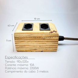 Extensão Madeira Régua Elétrica 2 Tomadas Preta - 4