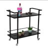 Carrinho para Bebidas Alça Dupla Estilo Industrial com Prateleiras em Mdf Preto - 6