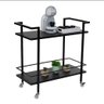 Carrinho para Bebidas Alça Dupla Estilo Industrial com Prateleiras em Mdf Preto - 2